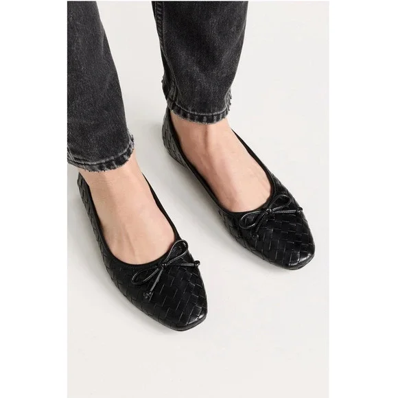 SCHUTZ New in Box Arissa Woven Ballet Square Toe Flat in Black // 6 - Picture 1 of 13